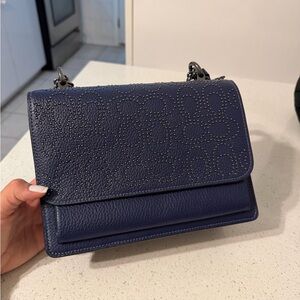 Coach Navy Blue Embossed Crossbody Bag
